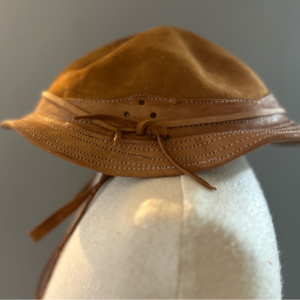 Brown Leather Bucket Hat